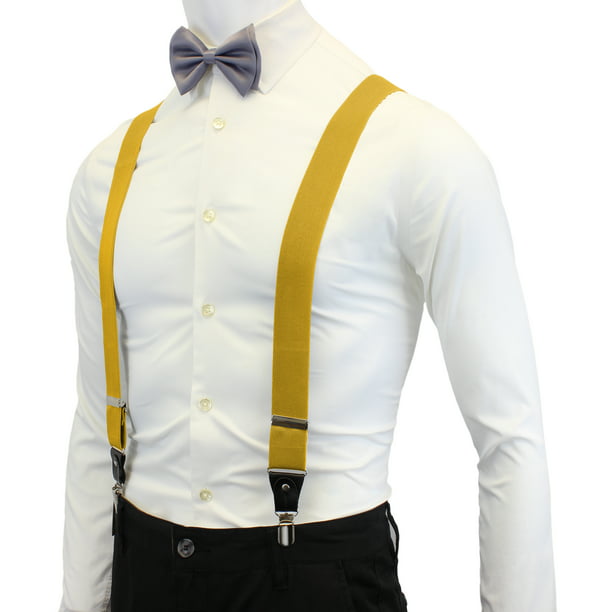 35mm Wide Mens Adjustable Braces Matching "Burgundy" Suspender & Bow tie Set